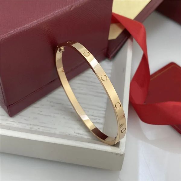 Pulseira de designer para homens Bracelete de diamante de ouro 18k 18k Bangle Gold Gold Silver Rose Gold Bracelets 4mm de largura 6ª geração Bracelet Jewelry Gift 648Y