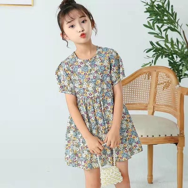 Vestidos para meninas Vestido de verão para meninas com padrão floral para festa infantil roupas estilo casual