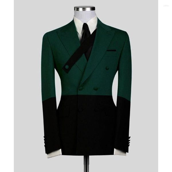 Giacca da uomo per uomo Doppio petto Steampunk Risvolto con visiera Cappotto per il tempo libero Blazer formale da un pezzo Verde Nero Costume Slim FIt