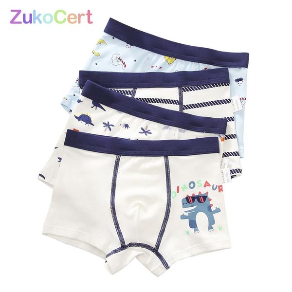 Lote de 4 peças Shorts de algodão Roupa íntima de meninos Cueca infantil Cueca boxer Calcinha padrão de desenho animado Infantil macio Adolescente 4- LJ2009236g