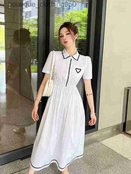 Abiti casual firmati per donna Summer New Womens Triangle Emblem Iron Mark Polo Neck Abito manica corta Wave Fashion Dress