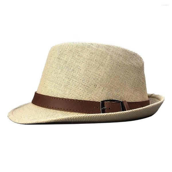 Breite Krempe Hüte Herren Panamahut Strohhalme Fedora Stroh Jazz Sonnenhüte für den Sommer SONNENSCHUTZ UV-Blockierung Elegante Strandaccessoires Unisex