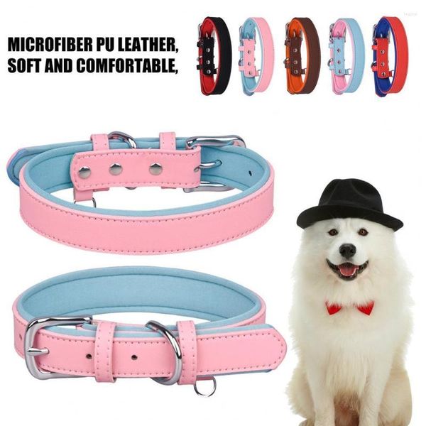 Hundehalsbänder für kleine, mittelgroße und große Hunde, Mopshalsband, ultraweiches D-Ring-Design, Mikrofaser-Kunstleder, Anti-Verlust für den Außenbereich