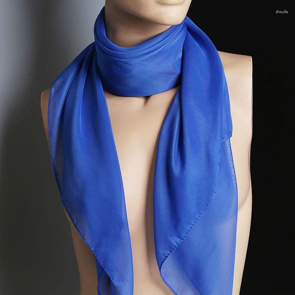 Шарфы корейский сплошной цвет прозрачный марлей квадратный шелковый шарф 70 70 см. Лето тонкая шифоновая шея защита от солнцезащитного крема