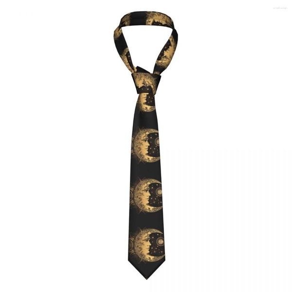 Gravatas borboletas douradas lua crescente e sol mandala gravata para homens mulheres gravata acessórios para roupas