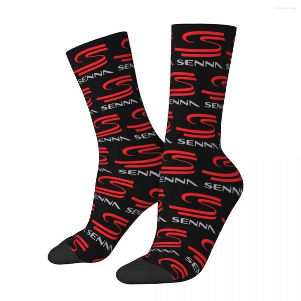 Meias masculinas inverno quente Crazy Design feminina Ayrton Senna logotipo absorvente de suor basquete