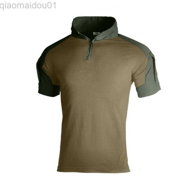 T-shirt da uomo T-shirt tattica da uomo Camo Abbigliamento da caccia Arrampicata T-shirt corte Assaul Army Combat Camicie Escursionismo militare Tattica all'aperto L230707