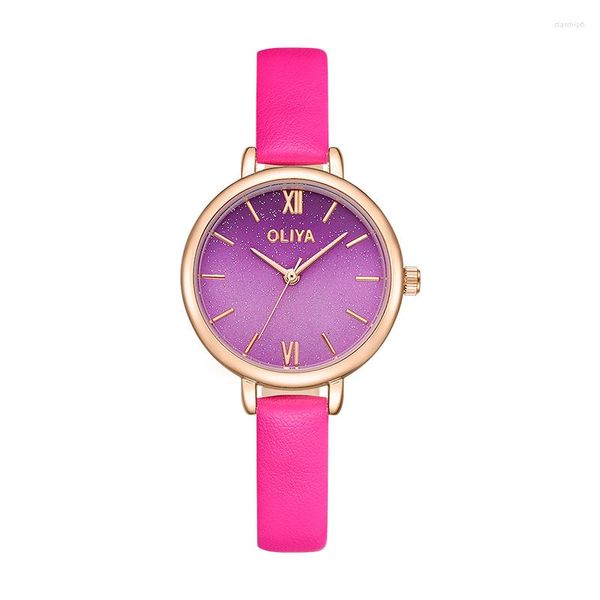 Нарученные часы Oliya Casual Ladies Watch Top Pink Belt Женщина смотрит на водонепроницаемые простые кварцевые наручные часы женские часы