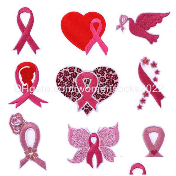 Nähutensilien Werkzeuge Notion Iron Ones Small Breast Cancer Awareness Pink Heart Aufnäher bestickte Applikationen Hine Sticknadel Dhdzw
