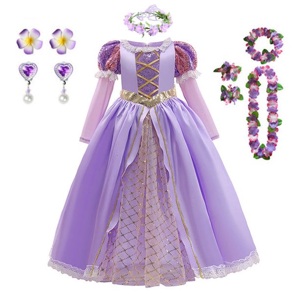 Vestidos de menina Rapunzel Traje Vestido de princesa para crianças Aniversário Carnaval Festa de Halloween Roupas extravagantes para meninas Cosplay Conjunto de fantasias emaranhadas 230706