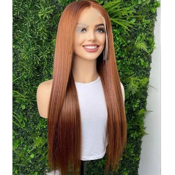 26Long Free Part Honey Blonde Straight Human Hair 13x4 Lace Front Wig For Women Soft Glueless Baby Hair