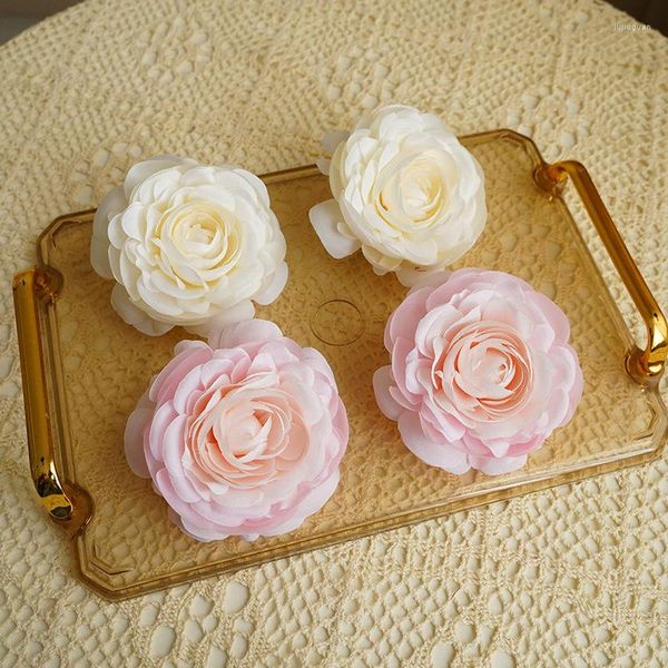 Fiori decorativi 1-8 pezzi rosa teste di fiori artificiali finti per decorazioni per feste di nozze casa fai da te ghirlanda torta regali accessori 10 cm