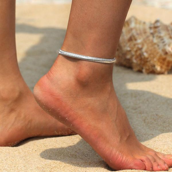 Fußkettchen L153 Frauen Sexy dünne Metallkette Skala / gehobene Strandsandalen Schlangenknochen Armband Fußschmuck Tobillera