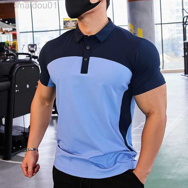 Herren T-Shirts Männer Mode Sport T-shirt Gym Laufen Sweatshirt Fitness Kurzarm Slim Top Casual Business Poloshirt Golf Workout Plus Größe L230707