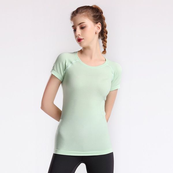 LL Designer T-shirt lulul yoga a maniche corte tinta unita lu sport plastica vita attillata fitness sciolto jogging sport yoga abbigliamento donna a maniche corte lulu uomo