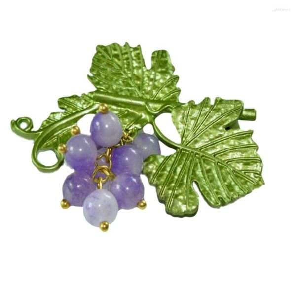 Spille CSxjd Gioielli vegetali vintage Viola Uva Frutta Foglia Spilla Sciarpe Accessori fibbia 2023