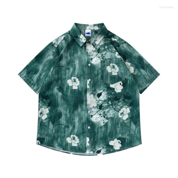 Männer Casual Hemden Gedruckt Hemd Japanischen Stil Retro Lose Kurzarm Mode Kleidung Für Männer Vintage Blumen Paar