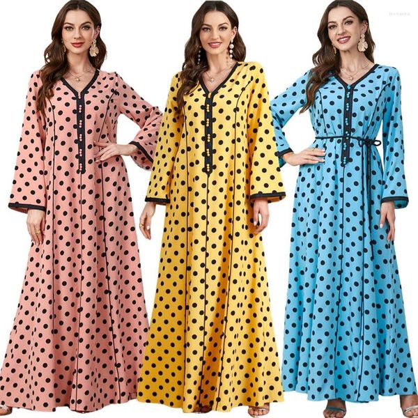 Ethnische Kleidung Arabischer Druck Abaya Frauen Muslim Langarm Maxikleider Türkei Kaftan Islamische Party Dubai Kleid Vestidos Jalabiya Marokko