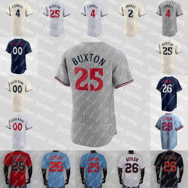 25 Byron Buxton Carlos Correa Luis Arraez Jose Miranda Jorge Polanco Max Kepler Royce Lewis Jhoan Duran Ryan Joey Gallo Vazquez Joe Mauer Baseball-Trikots