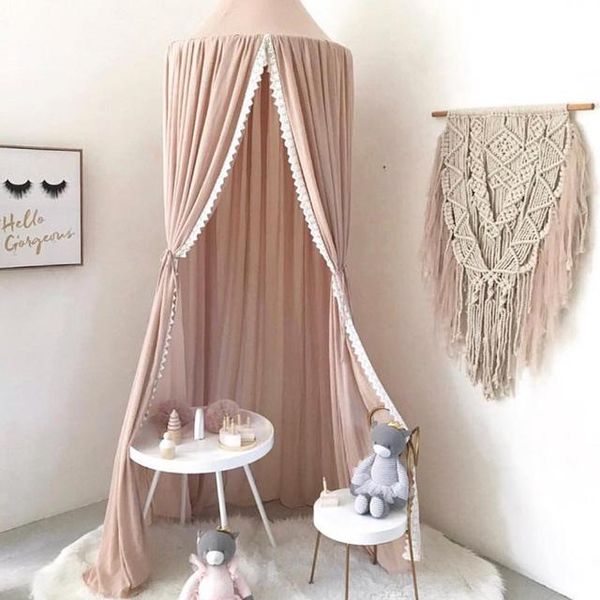 Tende Ins Moda Bambini Zanzariera Chiffon Morbido Appeso Cupola Letto Culla Rete Baby Room Baldacchino Zanzariera Tenda Biancheria da letto Tenda