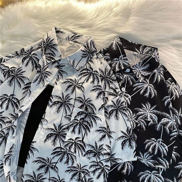 Женские блузки кокосовое дерево полное печатное пляжная рубашка женская блузка мужчины тропические каникулы с коротким рукавом летние плюс корейские вершины