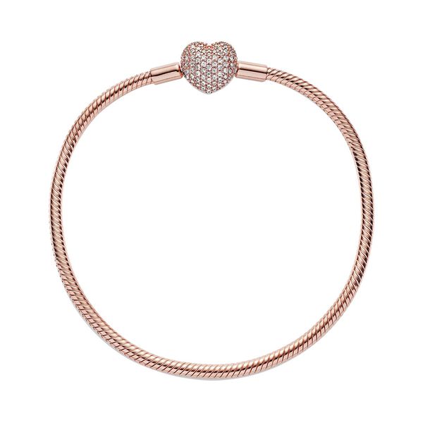 Сверкающий браслет для очарования сердца для браслетов из розового золота из розового золота.