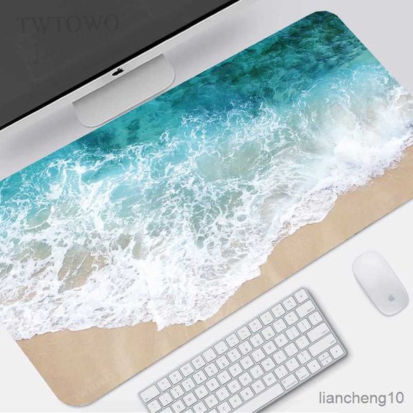 Topo cuscinetti da polso blu sky beach cuscing mouse gaming xl nuovo mousepad grande personalizzato xxl tappetino topo ufficio in gomma naturale morbida anti -laptop R230819