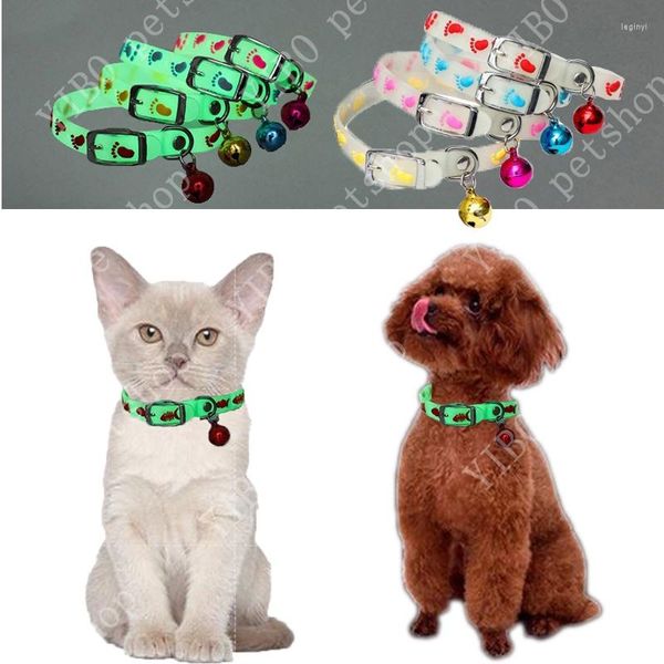 Hundehalsbänder Haustier Glühender Welpe mit Glocken leuchten nachts Hunde Katzen Halskette Licht leuchtender Halsring Zubehör