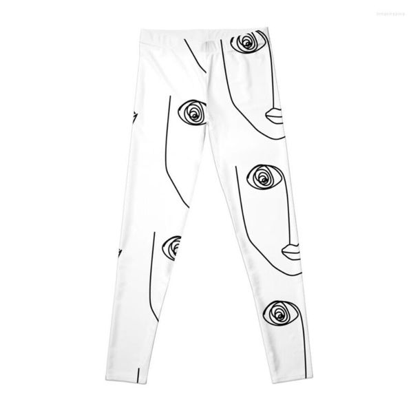 Aktive Hose Abstraktes Gesicht Line Art Leggings Damenhose Jogging Damen Gym Kleidung