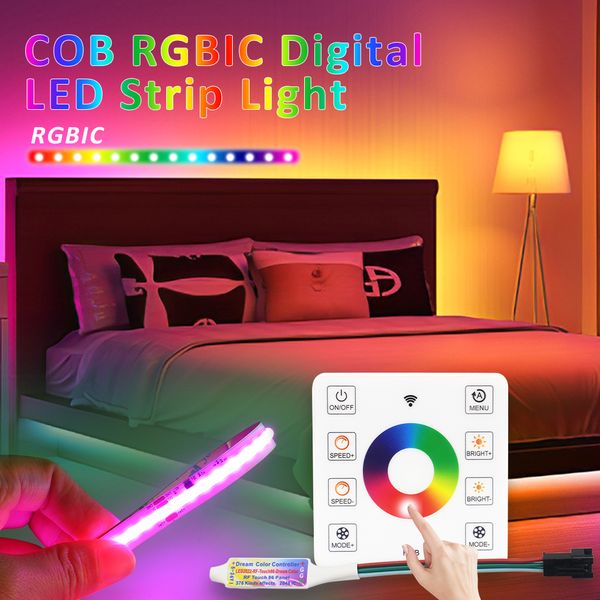 RGBIC COB Água Corrente LED Strip Light WS2811 5M 10M 15M 20M DC24V Endereçável Dream Color Corrida de Cavalos Lâmpada de Controle Remoto