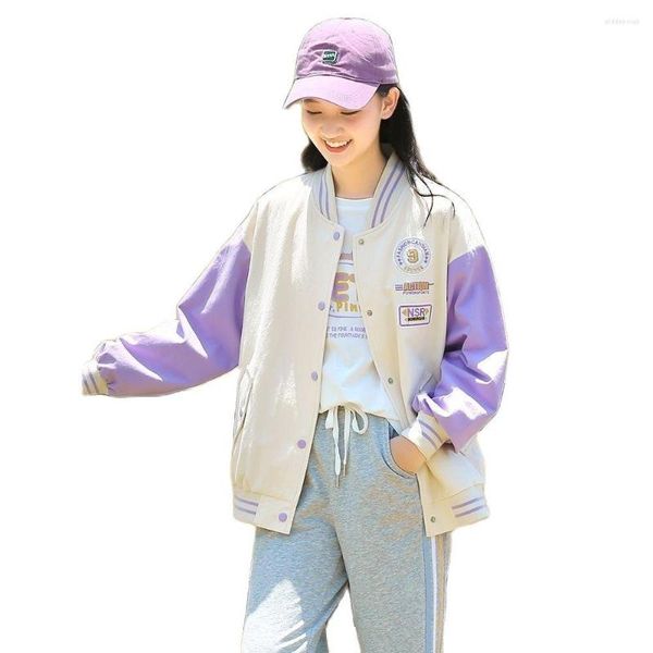 Giacche da donna Giacca da baseball Primavera e autunno High School Girls College Windbreaker Color