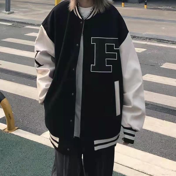 Giacche da donna America Bomber Giacca nera da donna Baseball oversize Harajuku Capispalla streetwear allentato Goth