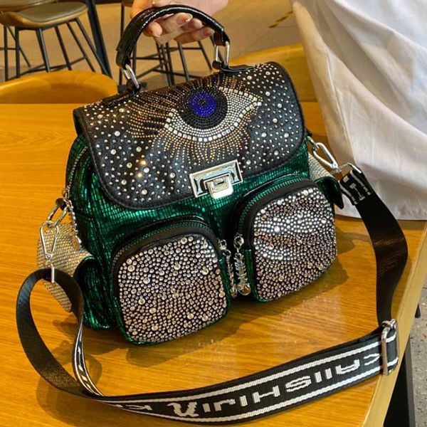 Okul çantaları moda kadınlar sırt çantası büyük kapasiteli omuz çantası seyahat elmas pu deri sırt çantaları kızlar lüks marka mochilas