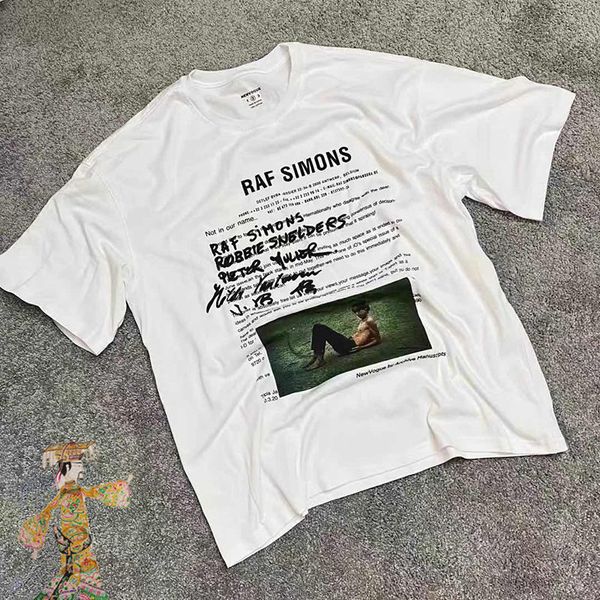 T-shirt da uomo Raf Simons Personaggio Po Lettera Stampa T-shirt manica corta Uomo Donna Maglietta allentata Hip-Hop 230707