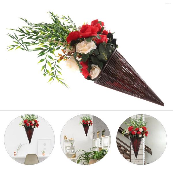 Flores decorativas rústicas decoração botânica cesta suspensa simulação rosa videira tira sala de estar flor de seda decoração de parede artificial