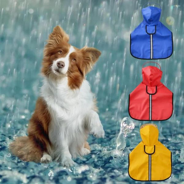 Vestuário para cães Capa de chuva para animais de estimação Cinto com fecho reflexivo Aba larga Cães Casaco à prova d'água com capuz para animais de estimação Capa impermeável para chuva Suprimentos