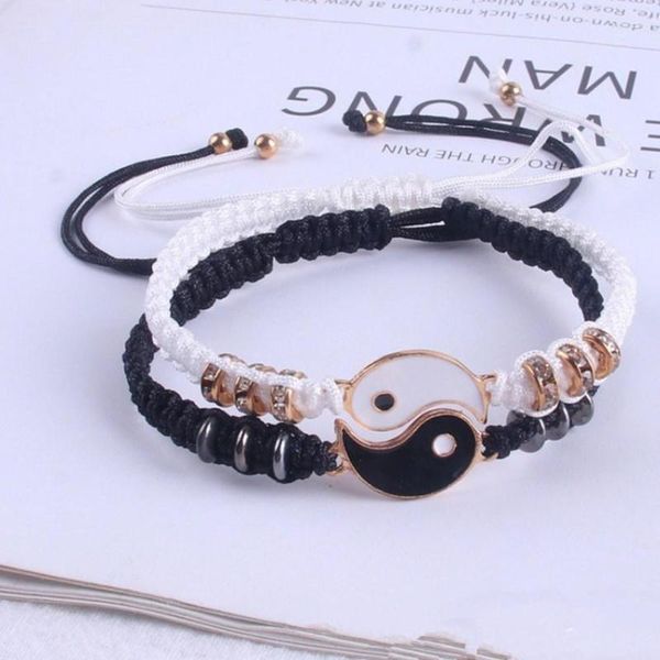 Charm Bracelets ZG Friend Bracelet Para Casal 2 Combinando Yin Yang Cordão Ajustável Bff Amizade Relacionamento Namorado Namorada