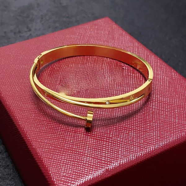 Дизайнерский браслет для женщин мужские браслеты роскошные бренды золотые браслеты ногти Любовь браслеты с бриллиантами моды не фальсифицируют неаллергические