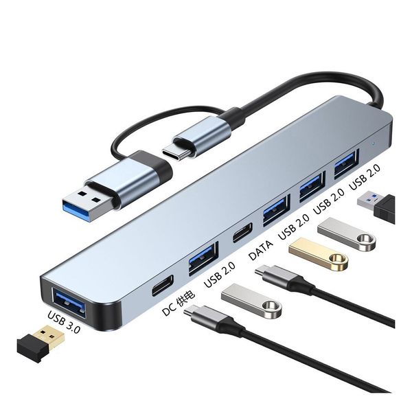 Hub USB TYPE-C 7 em 1 para USB 3.0 Docking Station Splitter USB A Hub USB C Hub USB A+C Station