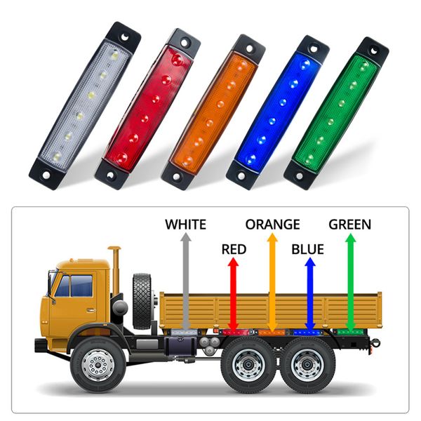 12-24V kamyon römorku yan işaret göstergeleri ışık 6led su geçirmez ip67 kamyon arka lamba araba harici sinyal ışık aksesuarları