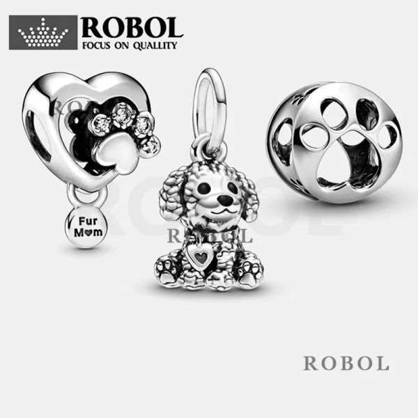 Argento sterling 925 per charms pandora Braccialetti di perline autentici Gioielli fai-da-te Modelli di cani carini Scatola all'ingrosso vibrante e giocosa