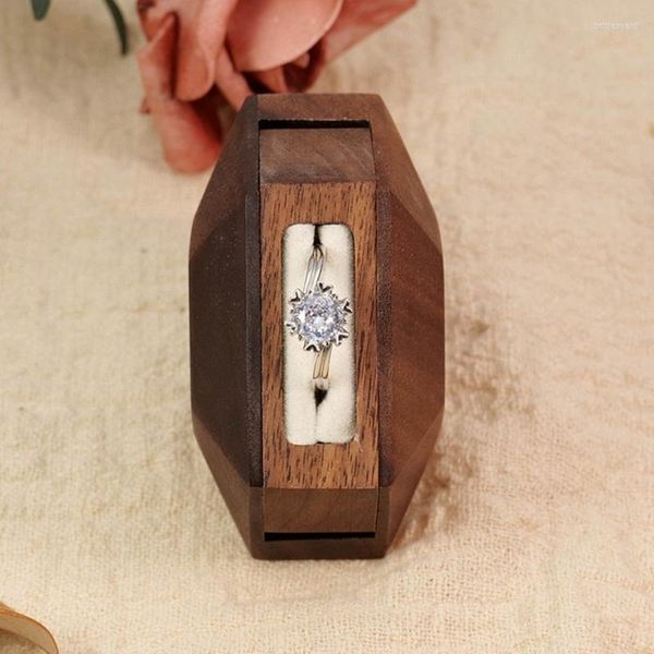 Ювелирные мешочки для деревянных кольцевых коробок уникальное специальное вращательное предложение для хранения формы алмаза для годовщины