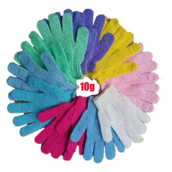 200pcs / DHL Arcobaleno Guanti da doccia colorati Moda Cinque dita Attrito a doppia faccia Bagno Esfoliazione Pulizia Pelle Forte decontaminazione