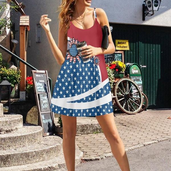 Abiti casual Moda American Flag Design Camis For Women Drop Ladies Sundress Streetwear Elegante abito intero da bambina
