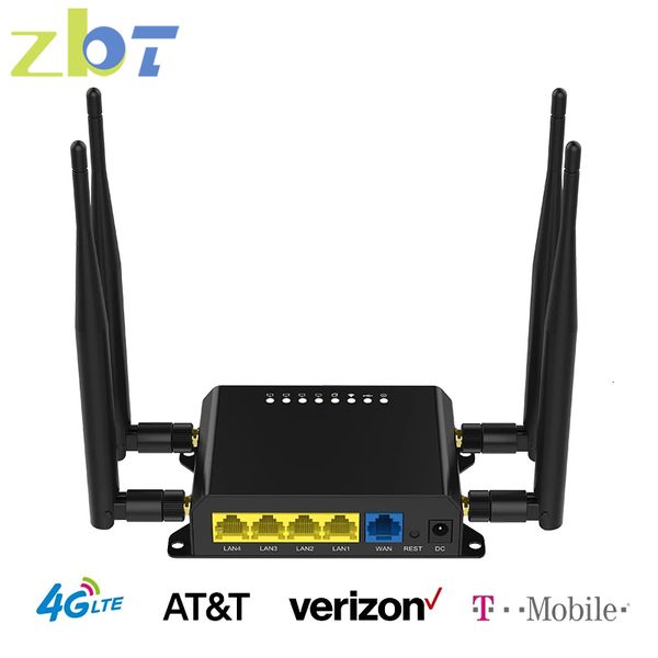Маршрутизаторы ZBT WE826 T2 WiFi Router 4G 3G модем с SIM -картой слот 300 Мбит / с точки доступа OpenWRT 128MB 12V GSM LTE USB WAN 4 LAN 4 АНТЕННА 230706
