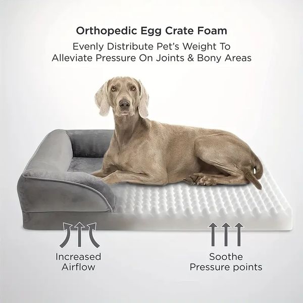 Cama de cachorro para cães médios, cama de cachorro à prova d'água média, sofá de espuma com capa lavável removível, forro à prova d'água e sofá inferior antiderrapante, animal de estimação