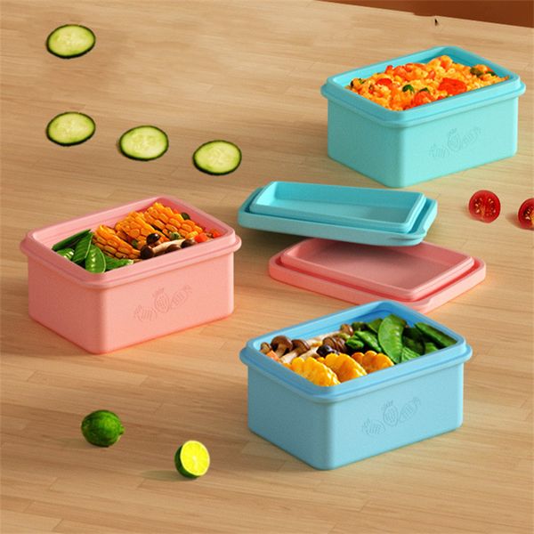 Silikon-Lunchboxen für Kinder, lebensmittelecht, BPA-frei, mikrowellenversiegelte Obst-Aufbewahrungsbox