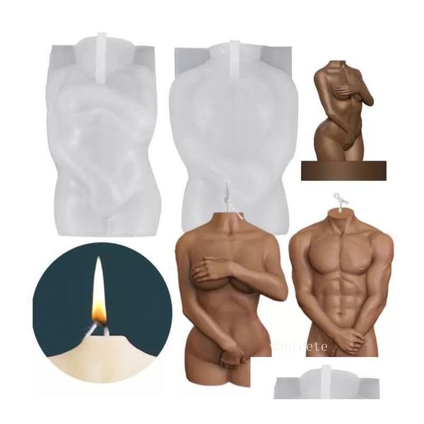 Ferramentas para Artesanato Corpo Humano Sile Molde Simation Retrato Tímido Mulher De Mãos Dadas Masculino Gesso Moldes De Vela 9343 Drop Delivery Home Gard Dh5Lu