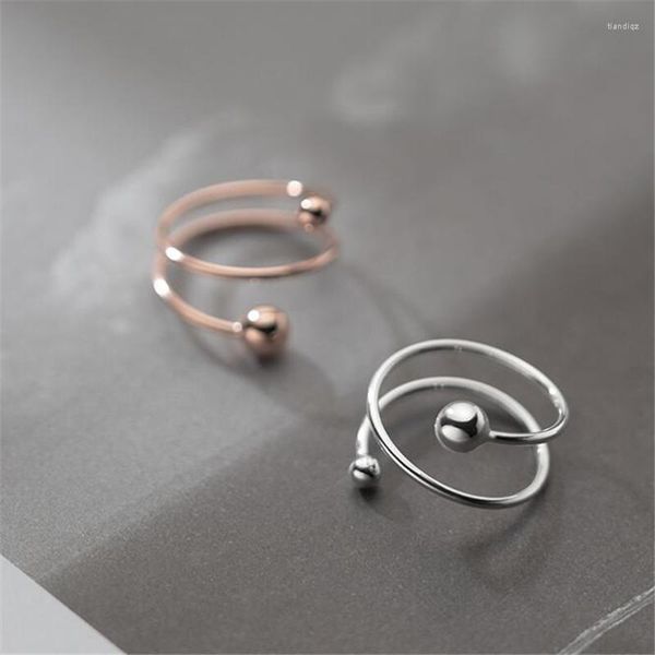 Cluster-Ringe TOYOOSKY 925 Sterling Silber Ring Doppelspirale Öffnung für Frauen Mädchen Einfache geometrische Linien Coole trendige Modeschmuck