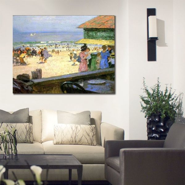 Scena della spiaggia Pittura di Edward Henry Potthast Scena della spiaggia 5 Decorazione per ufficio impressionista fatta a mano su tela